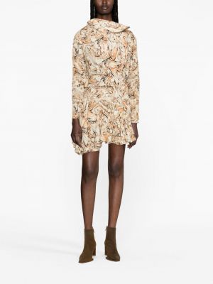 Jedwabna sukienka z nadrukiem w abstrakcyjne wzory Isabel Marant beżowa