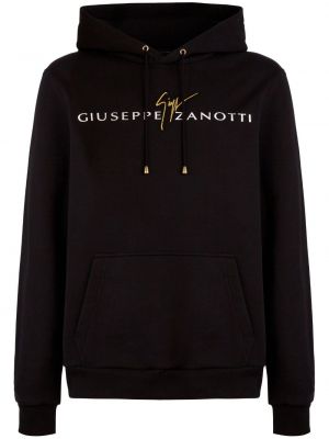 Βαμβακερός φούτερ με κουκούλα με σχέδιο Giuseppe Zanotti μαύρο