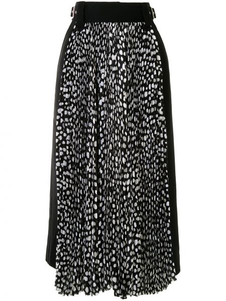 Falda con estampado animal print plisada Sacai negro