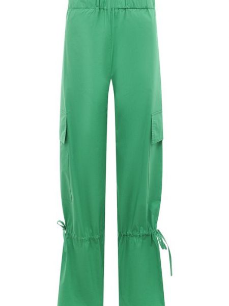 Хлопковые брюки Erika Cavallini зеленые