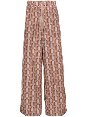 Spodnie z nadrukiem w abstrakcyjne wzory Dries Van Noten różowe