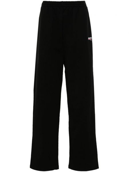 Rovné kalhoty s výšivkou Balenciaga černé