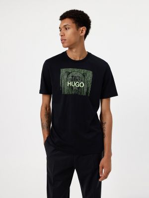 Camiseta de algodón Hugo negro