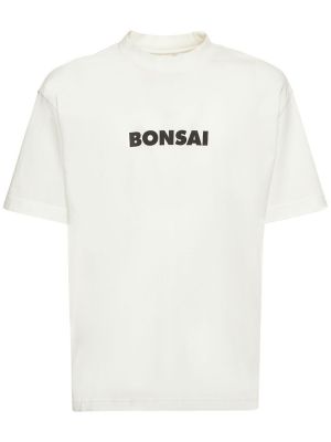 Jersey bombažna majica s potiskom Bonsai modra