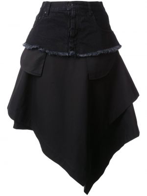 Asymetrická sukně s vysokým pasem Unravel Project - černá