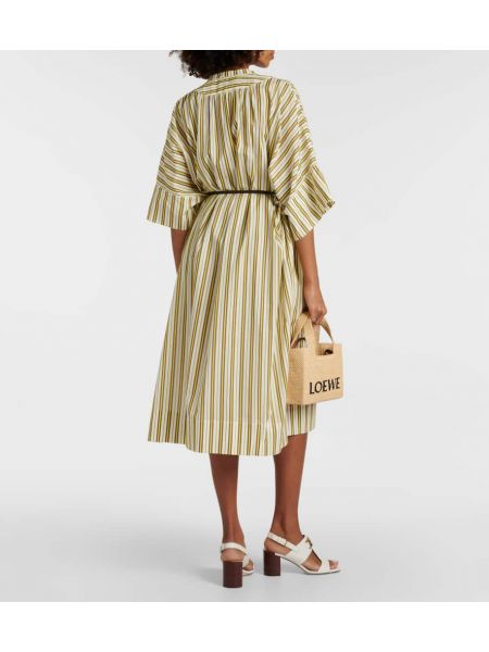 Pruhované bavlnené midi šaty Yves Salomon žltá