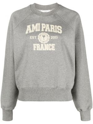 Trykt bomull sweatshirt Ami Paris grå