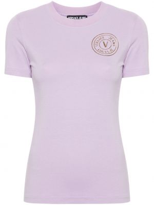 Raštuotas marškinėliai Versace Jeans Couture violetinė