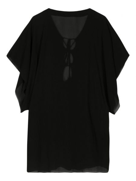 Krajkové průsvitné šněrovací šaty Saint Laurent Pre-owned černé