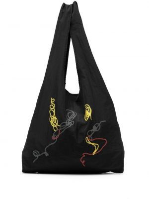 Shopper kabelka s potiskem s abstraktním vzorem Y's černá
