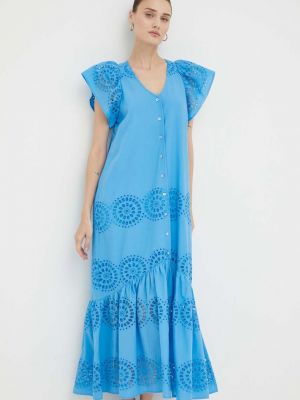 Sukienka długa bawełniana Bruuns Bazaar niebieska