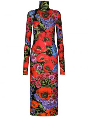 Jersey trykt floral dress Dolce & Gabbana svart