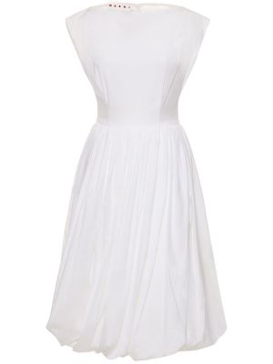 Βαμβακερή αμάνικη μίντι φόρεμα Marni λευκό
