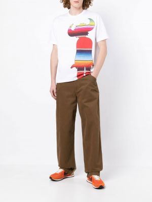 Koszulka z nadrukiem z okrągłym dekoltem Junya Watanabe Man biała