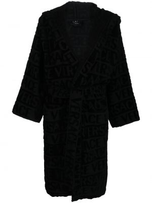 Bademantel mit kapuze mit print Versace schwarz