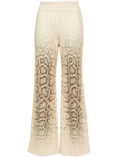 Bavlnené teplákové nohavice s potlačou Ermanno Scervino béžová