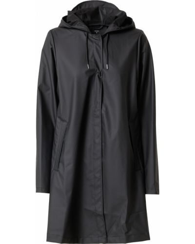Priliehavý krátký kabát na zips s kapucňou Rains - čierna