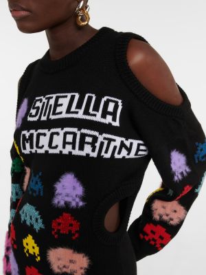 Bavlněné vlněné mini šaty Stella Mccartney černé