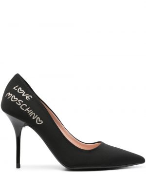Pantofi cu toc cu imagine Love Moschino negru