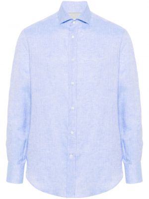 Lanena srajca Brunello Cucinelli modra