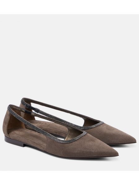 Ruskind ballerinaer Brunello Cucinelli brun