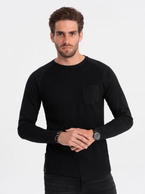 Tričko s dlouhým rukávem Ombre Clothing černé