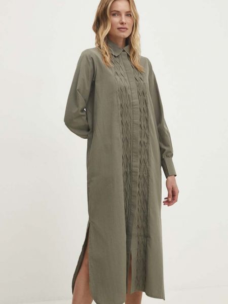 Sukienka midi bawełniany oversize Answear Lab zielony