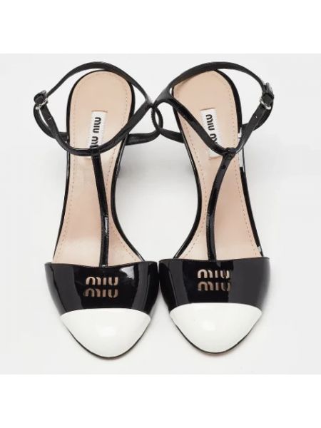 Sandalias de tiras de cuero Miu Miu Pre-owned negro