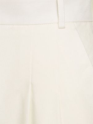 Lniane spodnie z wysoką talią relaxed fit Nina Ricci białe