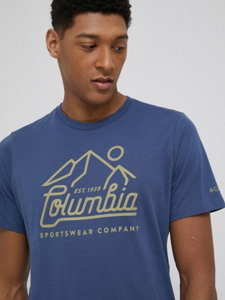 Тениска с дълъг ръкав с принт Columbia синьо