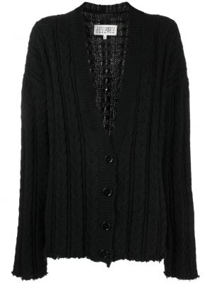 Woll strickjacke mit v-ausschnitt Mm6 Maison Margiela schwarz