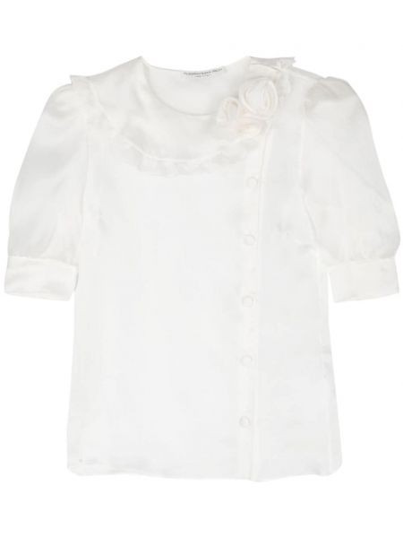 Svilena bluza s cvetličnim vzorcem Alessandra Rich bela