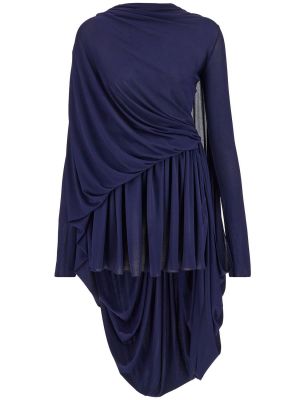 Прозрачна мини рокля от джърси с драперии Ferragamo синьо