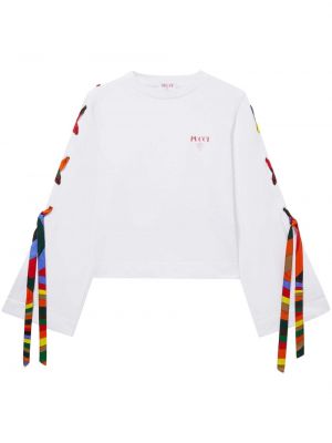 Mežģīņu t-krekls ar šņorēm Pucci balts