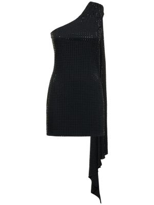 Jersey mini obleka z draperijo David Koma črna