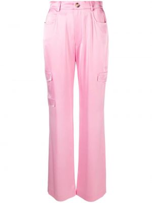 Pantaloni cargo din satin Nanushka roz