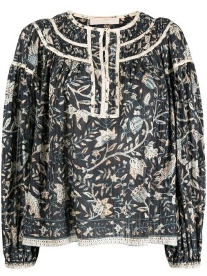 Trykt floral bluse Ulla Johnson svart