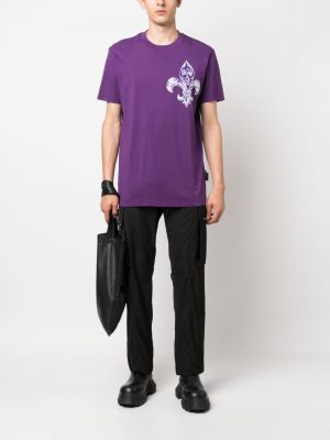 Kokvilnas t-krekls ar apdruku Philipp Plein violets
