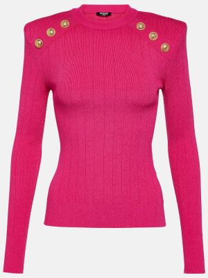 Пуловер от джърси розово Balmain