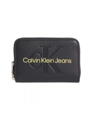 Portfel na zamek z nadrukiem Calvin Klein Jeans czarny