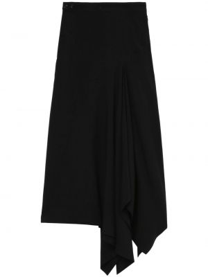 Asimetrična midi suknja s draperijom Y's crna