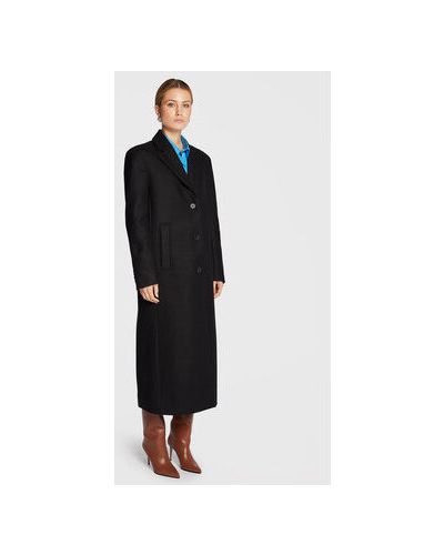 Vlnený priliehavý zimný kabát Remain čierna