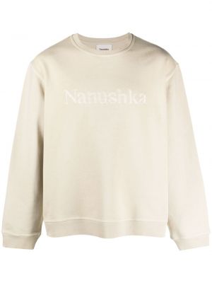 Sweatshirt mit stickerei aus baumwoll Nanushka beige