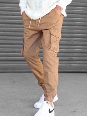 „cargo“ stiliaus kelnės slim fit su kišenėmis Madmext ruda