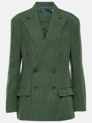 Lněné sako Polo Ralph Lauren zelené