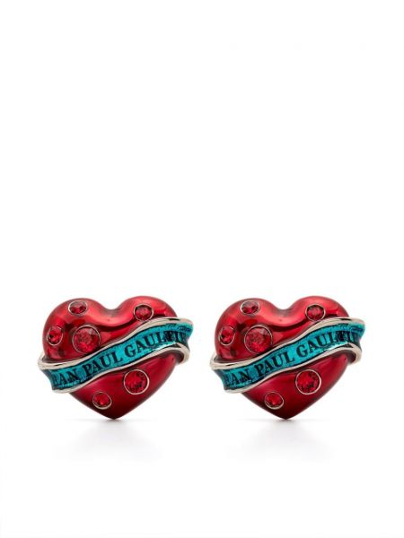 Boucles d'oreilles de motif coeur Jean Paul Gaultier argenté