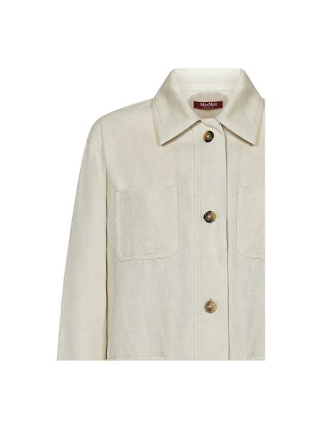 Camisa de lino de algodón Max Mara blanco