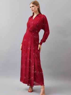 Платье на запах с глубоким декольте Karen Millen красное