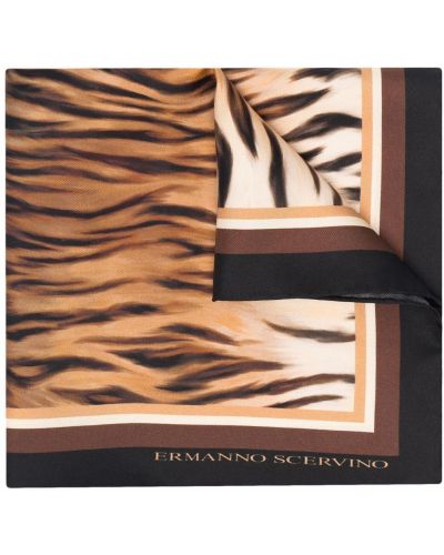Pañuelo con estampado con rayas de tigre Ermanno Scervino marrón