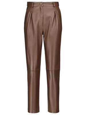Pantaloni cu talie înaltă din piele Etro maro